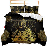Housse de Couette Zen Bouddha Mandala Or blanc