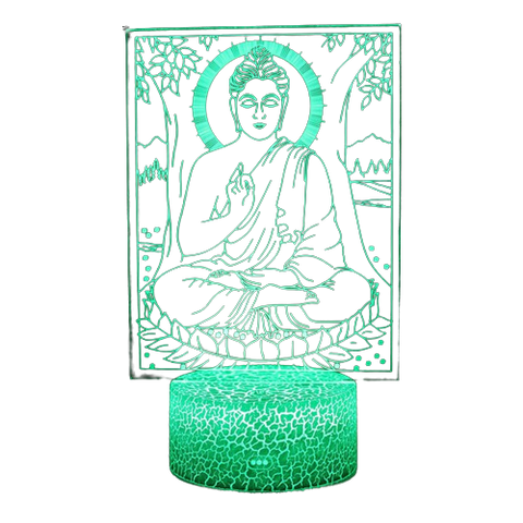 Lampe 3d a Led avec Hologramme Bouddha blanc