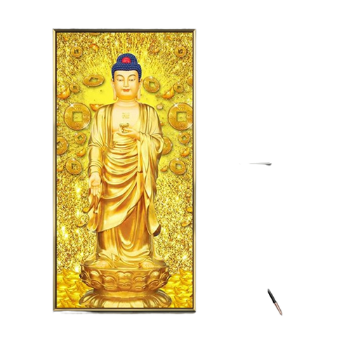 Tableau Bouddha Pièce d'Or fond blanc