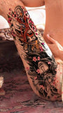 Tatouage du samouraï bouddha sur une jambe