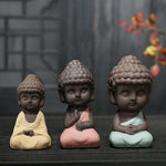 3 Petite Statue Moine Bouddha Jaune