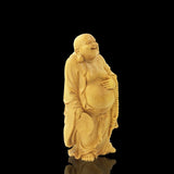 statue de bouddha rieur en  bois de côté
