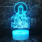 Lampe 3D bouddha Bleu
