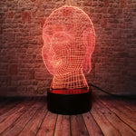 Lampe LED 3D Tête De Bouddha rouge
