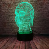 Lampe LED 3D Tête De Bouddha vert