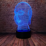 Lampe LED 3D Tête De Bouddha bleu