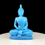 statue bouddha bleu avec écharpe