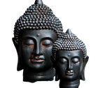 statue tête de bouddha sur fond blanc