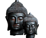 statue tête de bouddha sur fond blanc