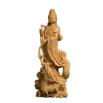 statue bois bouddha sur fond blanc