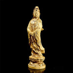 statue bouddha debout bois or
