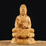 statue bouddha assis en bois