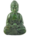 statue bouddha en jade vert sur fond blanc