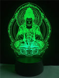 Lampe LED 3D bouddha qui prit vert