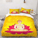parure de lit zen bouddha jaune et rose