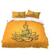 Parure de lit zen bouddha orange sur fond blanc