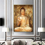 tableau bouddha reliefs doré dans une chambre
