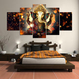 Grand Tableau Ganesh au dessus d'un lit 