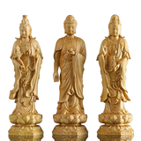 les 3 statues bouddha en bois 