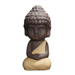 Petite Statue Moine Bouddha Jaune Clair