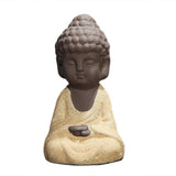 Petite Statue Moine Bouddha Jaune