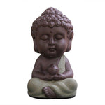 Petite Statue Moine Bouddha Gris