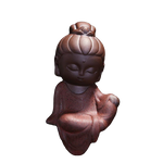 statue bouddha méditation rouge coiffé sur fond blanc