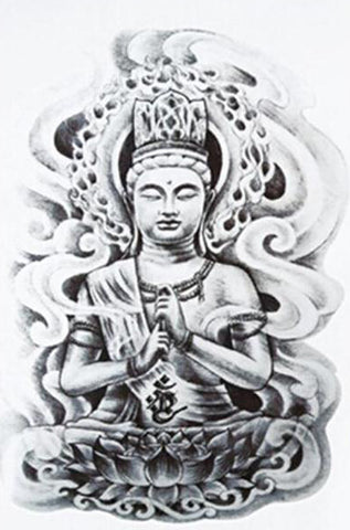 tatouage bouddha réaliste sur fond blanc