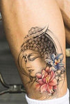 tatouage bouddha simple sur un mollet