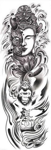 tatouage du bouddha avec un singe